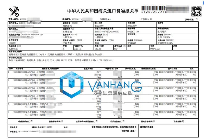 泰國擺件玩具進口報關(guān)流程